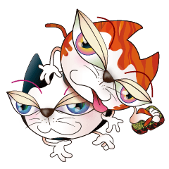 [LINEスタンプ] Cicada Cat / Zhi and Liao  two brothers
