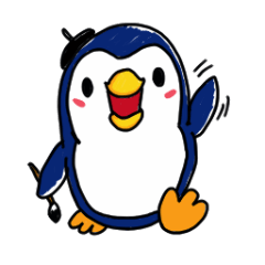 [LINEスタンプ] Omelette penguin---Black and White Mime