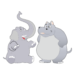 [LINEスタンプ] ゾウとカバは親友！の画像（メイン）