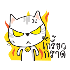 [LINEスタンプ] white cat in the house