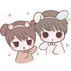 [LINEスタンプ] Bunny ＆ Bearby Eng Ver.