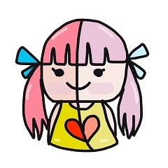 A girl with pink hair