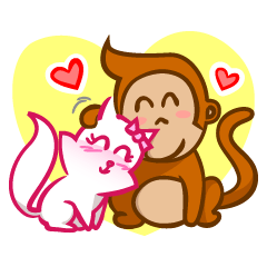 [LINEスタンプ] Monkey and Cat Story