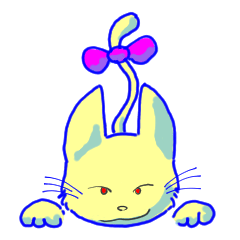 [LINEスタンプ] 紫リボンの黄色い猫