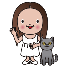 [LINEスタンプ] レベッカとミア（女の子と猫）の画像（メイン）