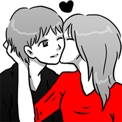 [LINEスタンプ] Manga couple in love 2の画像（メイン）