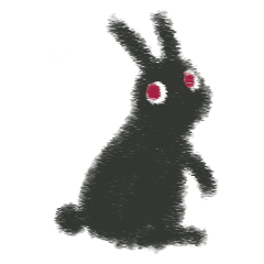 [LINEスタンプ] もふもふ黒ウサギ