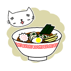 [LINEスタンプ] 白ネコの食事