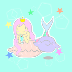 [LINEスタンプ] パステルカラーの人魚姫とイルカ fetchpriority=high