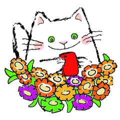 [LINEスタンプ] 吹き出しスタンプ 猫と花の画像（メイン）