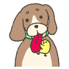[LINEスタンプ] 仲良し 犬とひよこ 
