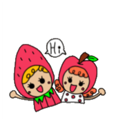 [LINEスタンプ] Apple and Strawberry girls 