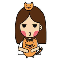 [LINEスタンプ] girl with cat 