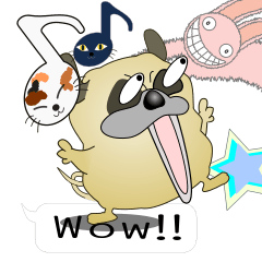 [LINEスタンプ] パグの「ぽん助」他、動物キャラクター色々