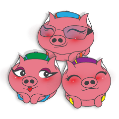 [LINEスタンプ] 3 Piggy Back Pack