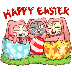 [LINEスタンプ] CatRabbit ; Happy Easter