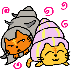 [LINEスタンプ] Hermit crab cat twins