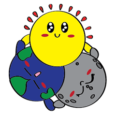 [LINEスタンプ] Moon, Sun and Earth