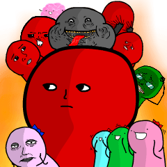 [LINEスタンプ] Red and weird Friends