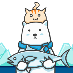 [LINEスタンプ] 猫のチーズと白熊ウィンターの画像（メイン）