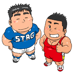 [LINEスタンプ] ガチムチ体育会系の青田先輩と後輩赤雄君