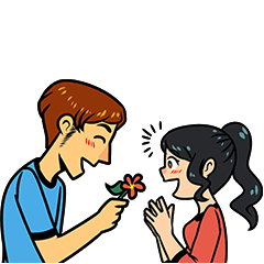 [LINEスタンプ] Expressive young couple