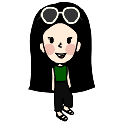 [LINEスタンプ] Black Long Hair girl