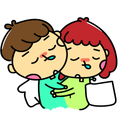 [LINEスタンプ] Meng stay red with green couple