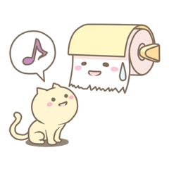 [LINEスタンプ] トイレ紙とネコは仲良しの画像（メイン）