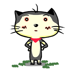 [LINEスタンプ] red scarf cat chu