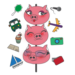 [LINEスタンプ] 3 Piggy Back Pack ver.2